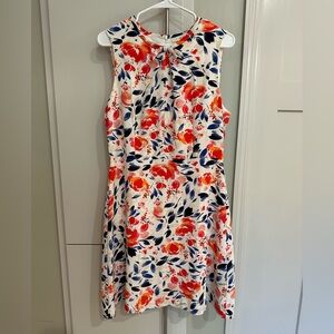 Lark & Ro Floral Print Dress with Navy and Coral